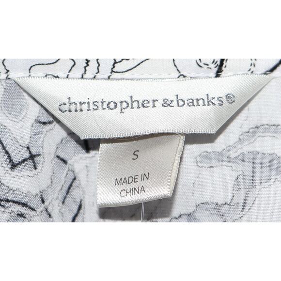 Christopher & Banks White/Black Print Flower Button Jacket Size S - Picture 6 of 6